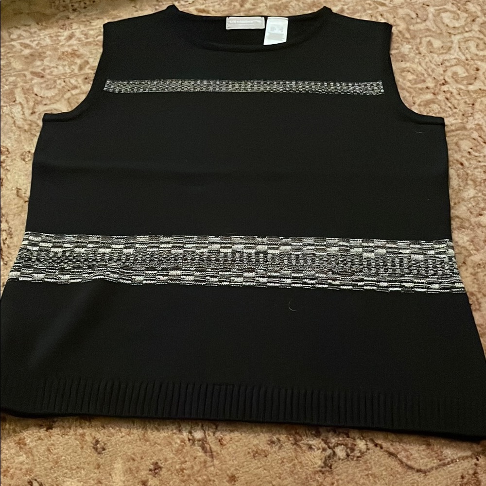 Liz Claiborne Black Boxy Ribbed Tank Top